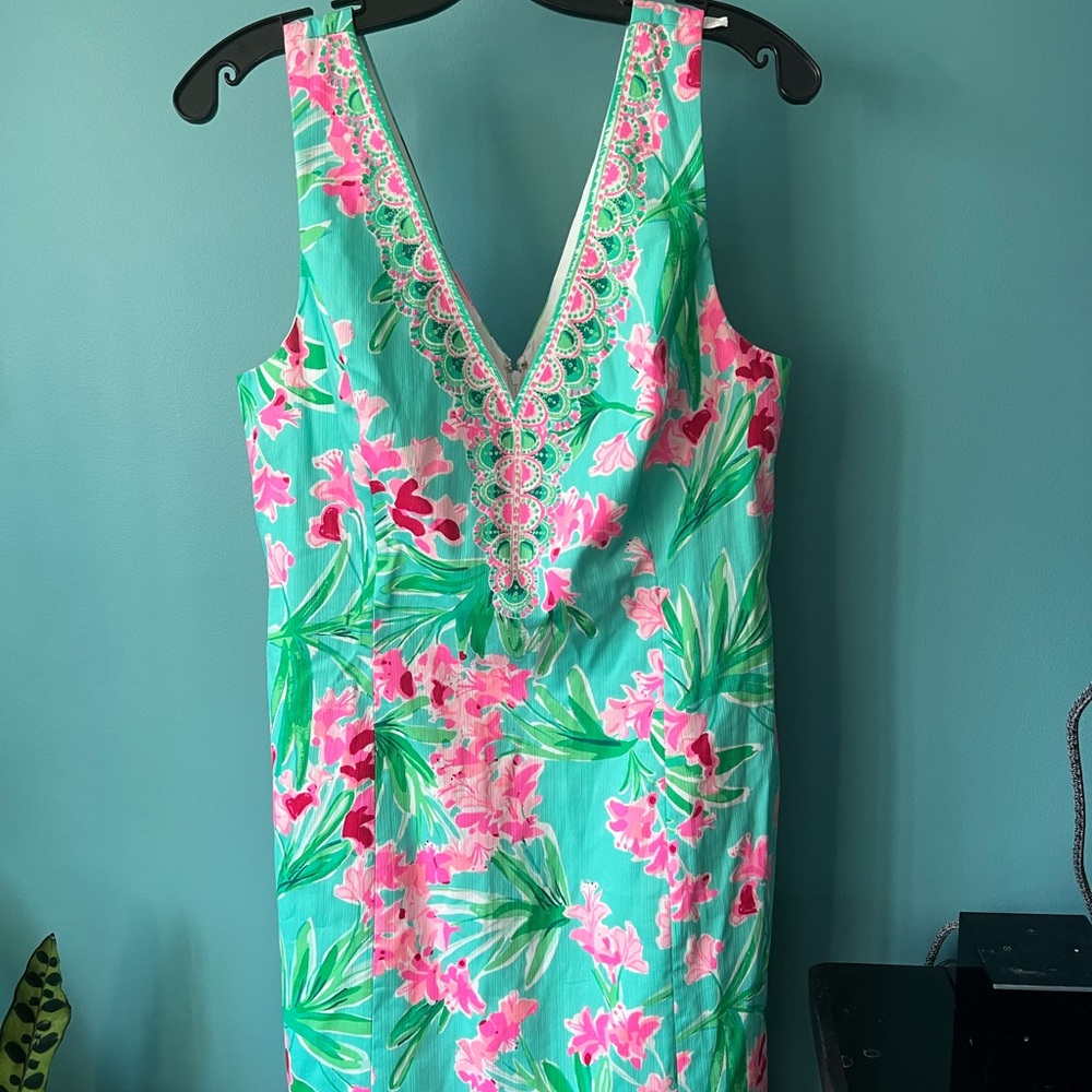 NWT Lilly Pulitzer size 14 Veya Stretch Shift in Agua Al Fresco